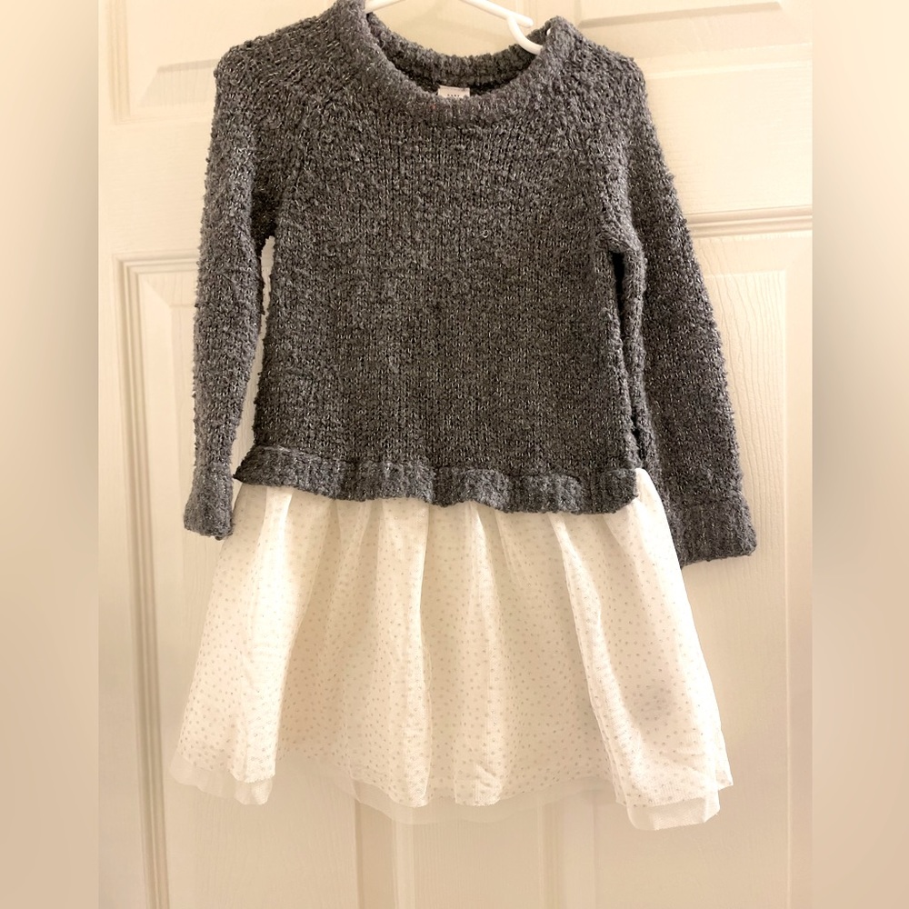 GAP tutu sweater dress sparkly 4t gray, white and silver